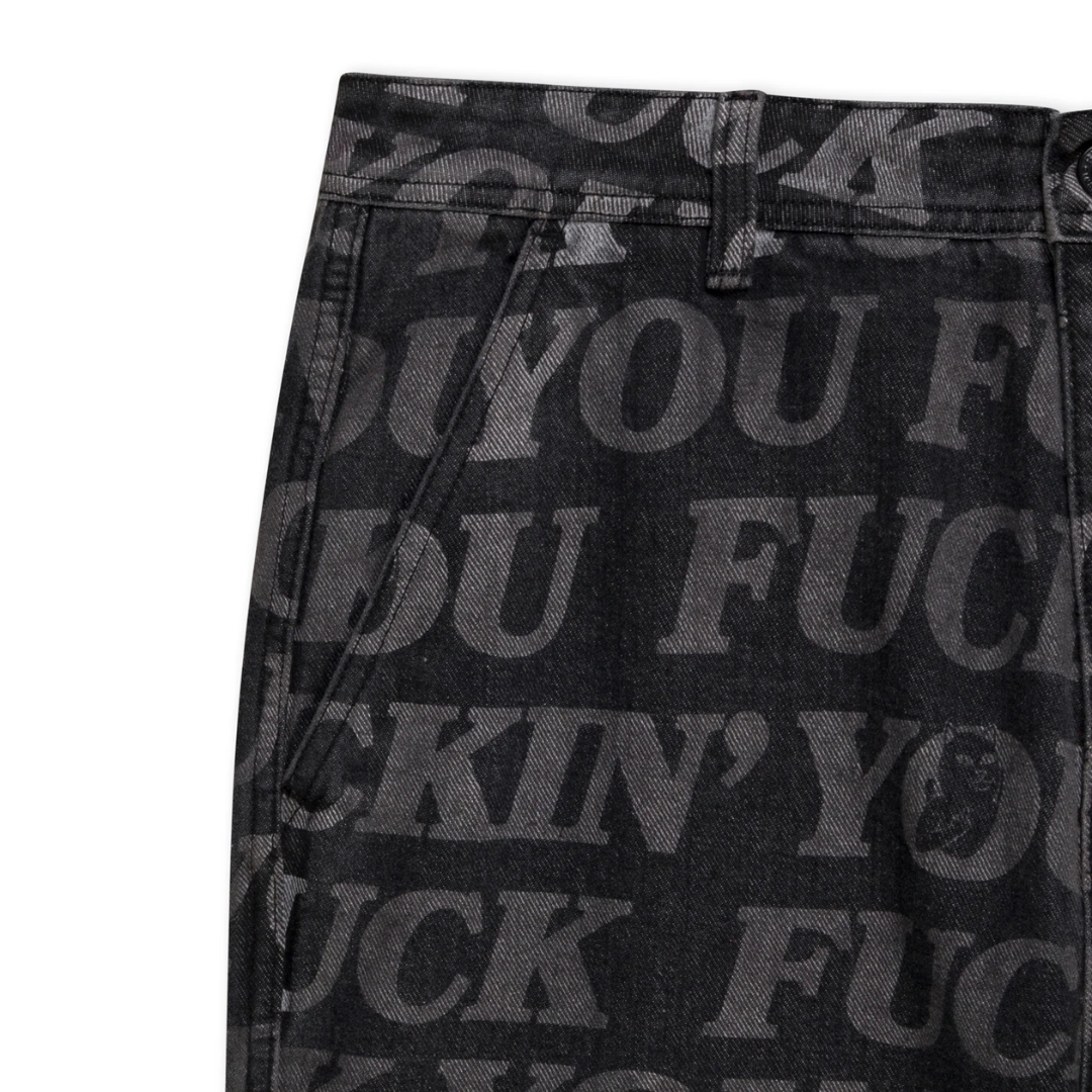 F.U.F.F. Washed Denim Pants (Black) - Calça