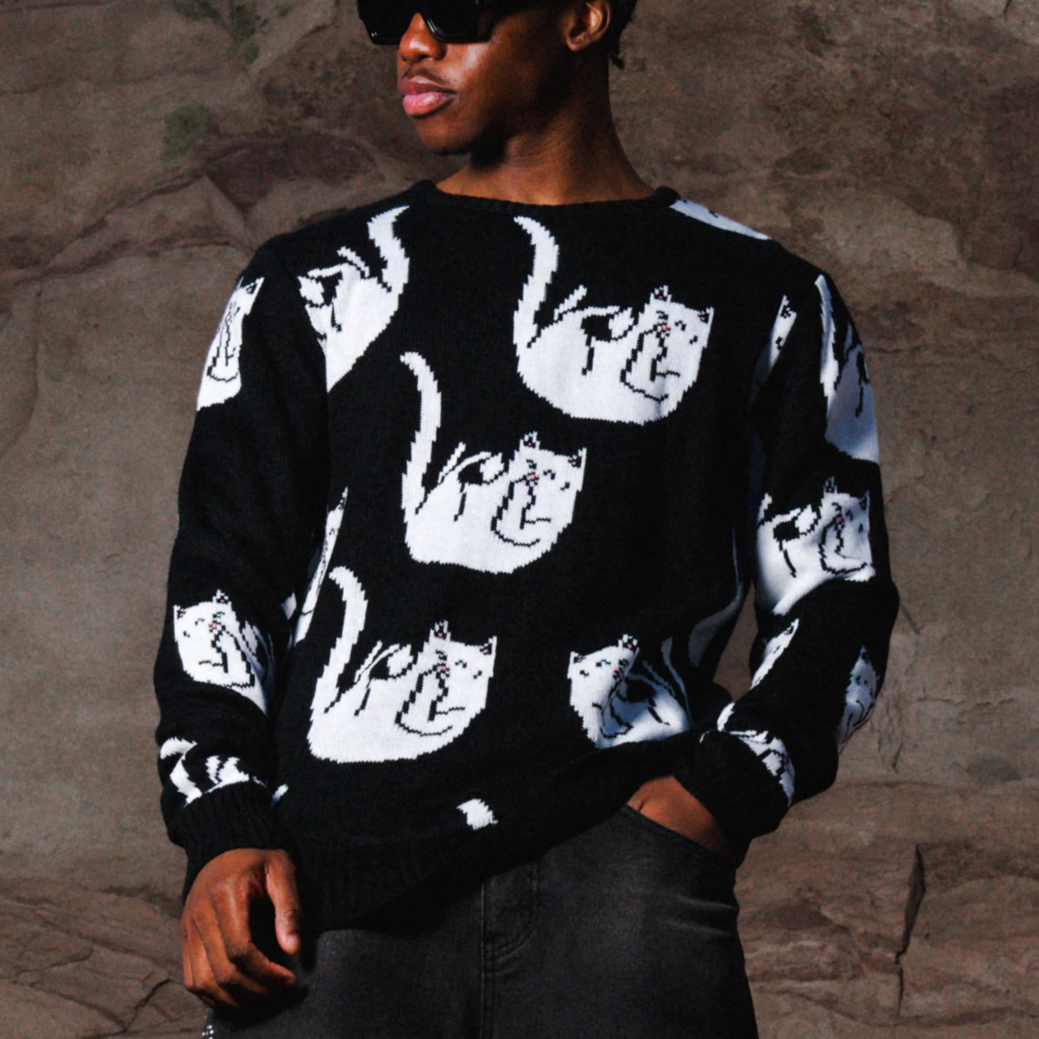 Sueter Ripndip - FALLING FOR NERMAL KNIT SWEATER (BLACK) - Envio 30/10