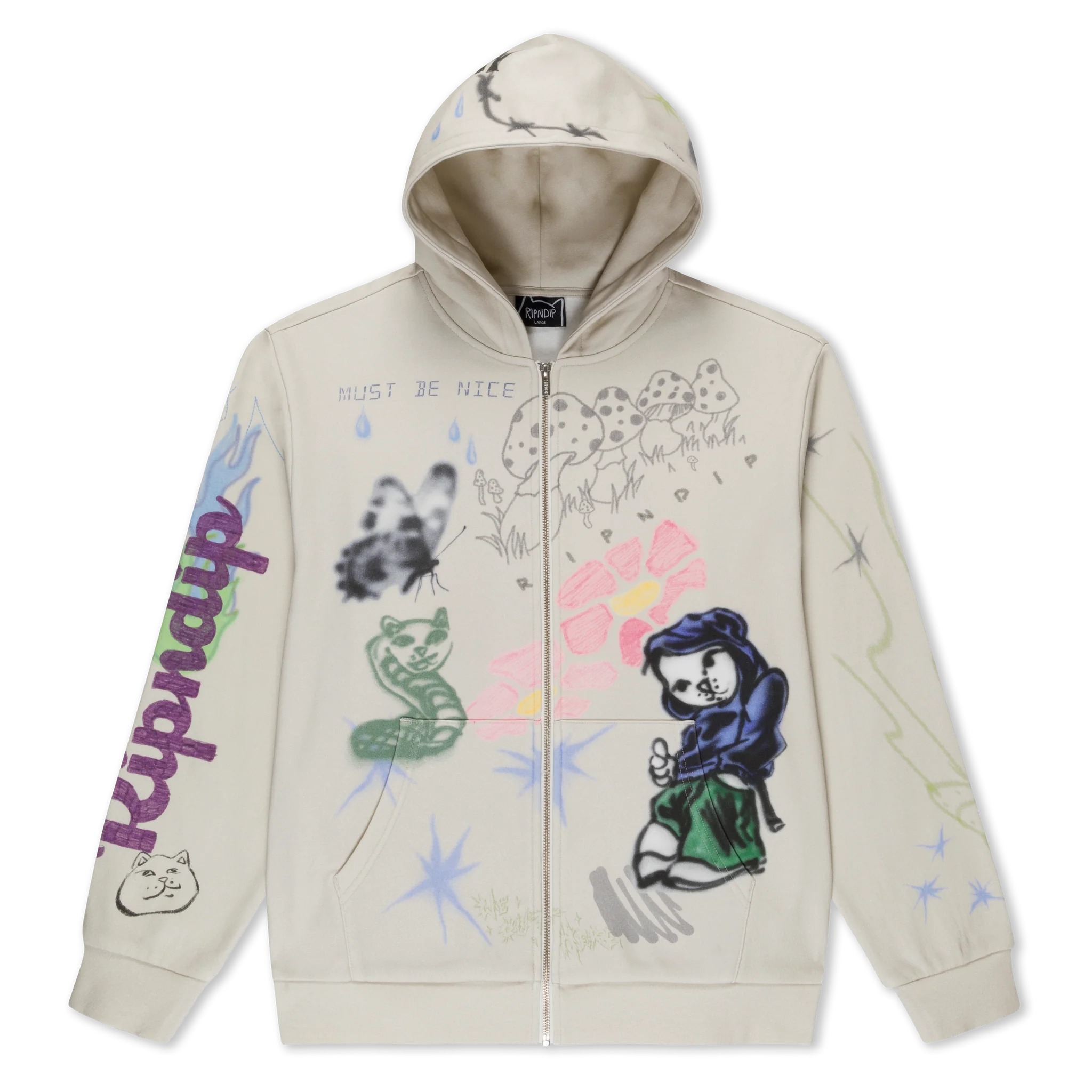 Moletom Ripndip - GOOSEBUMPS ZIP HOODIE (BONE)