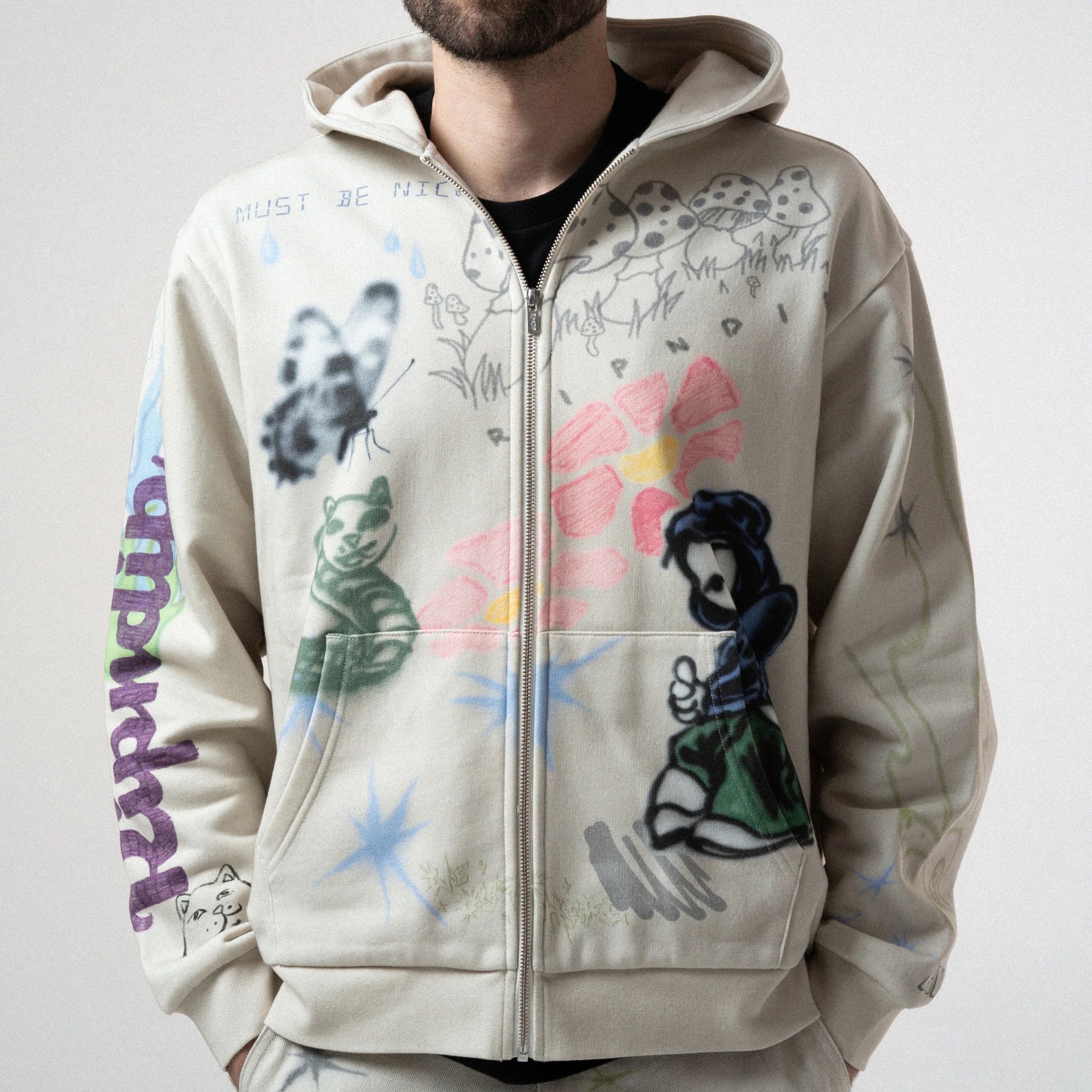 Moletom Ripndip - GOOSEBUMPS ZIP HOODIE (BONE)