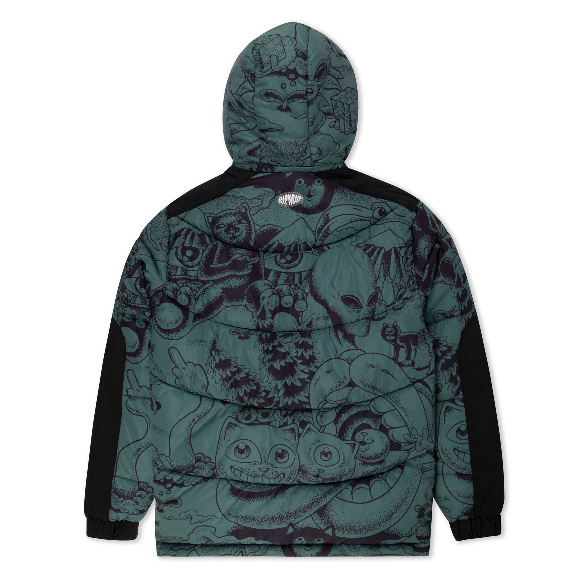 RIPNDIP Dark Twisted Fantasy Puffer Jacket (Olive/Black)