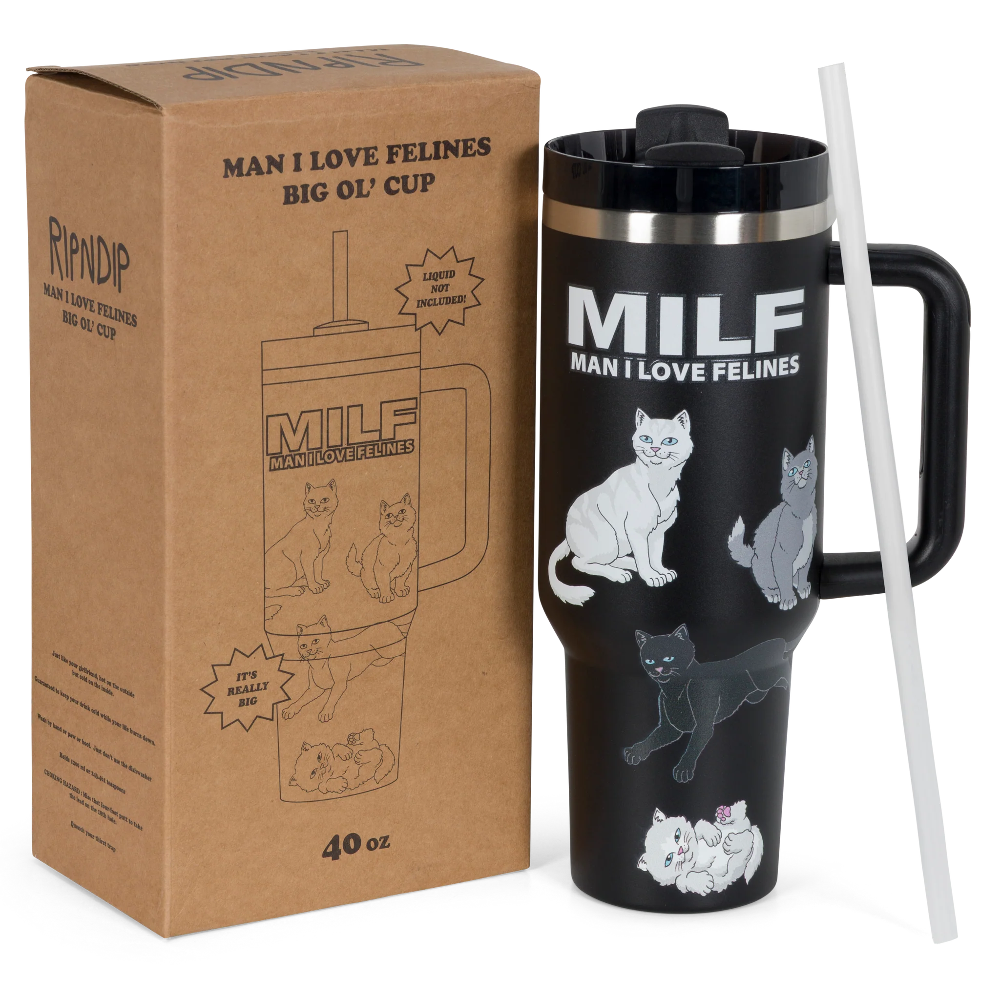 Garrafa Térmica Ripndip - MAN I LOVE FELINES BIG OL CUP TUMBLER (BLACK)