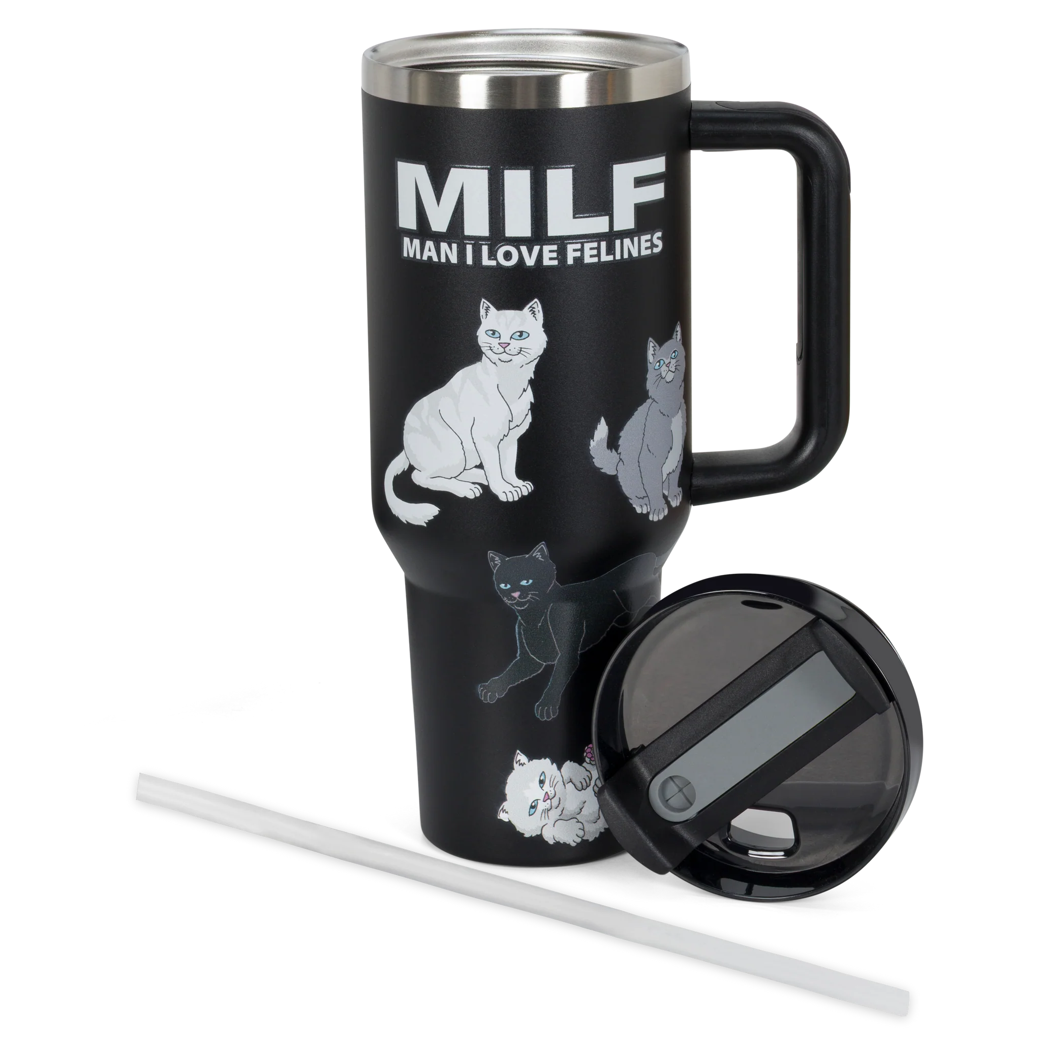 Garrafa Térmica Ripndip - MAN I LOVE FELINES BIG OL CUP TUMBLER (BLACK)