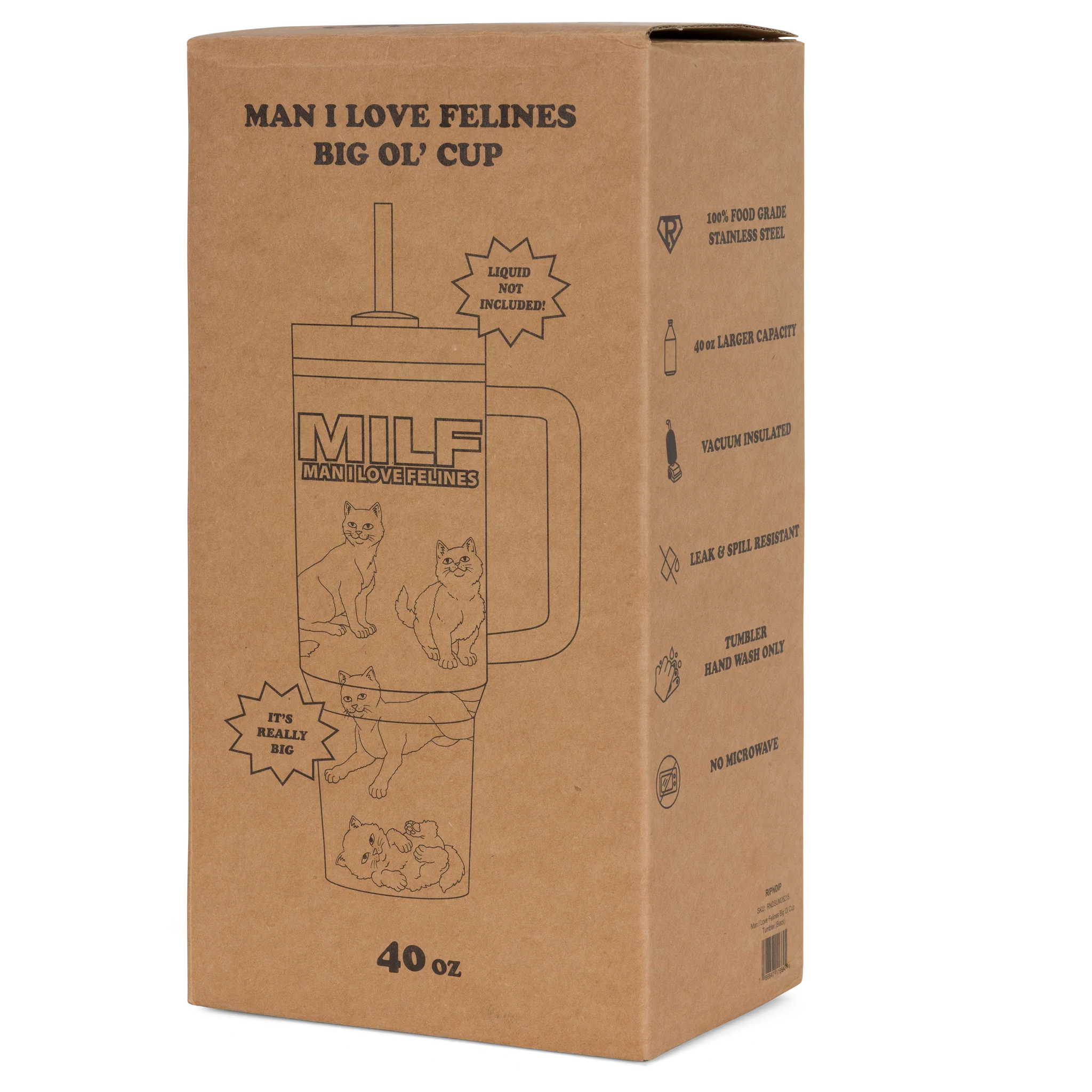Garrafa Térmica Ripndip - MAN I LOVE FELINES BIG OL CUP TUMBLER (BLACK)