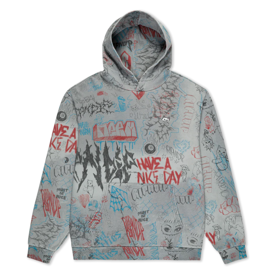 Moletom Ripndip - Marker Hoodie (Sage Grey Vintage Wash)