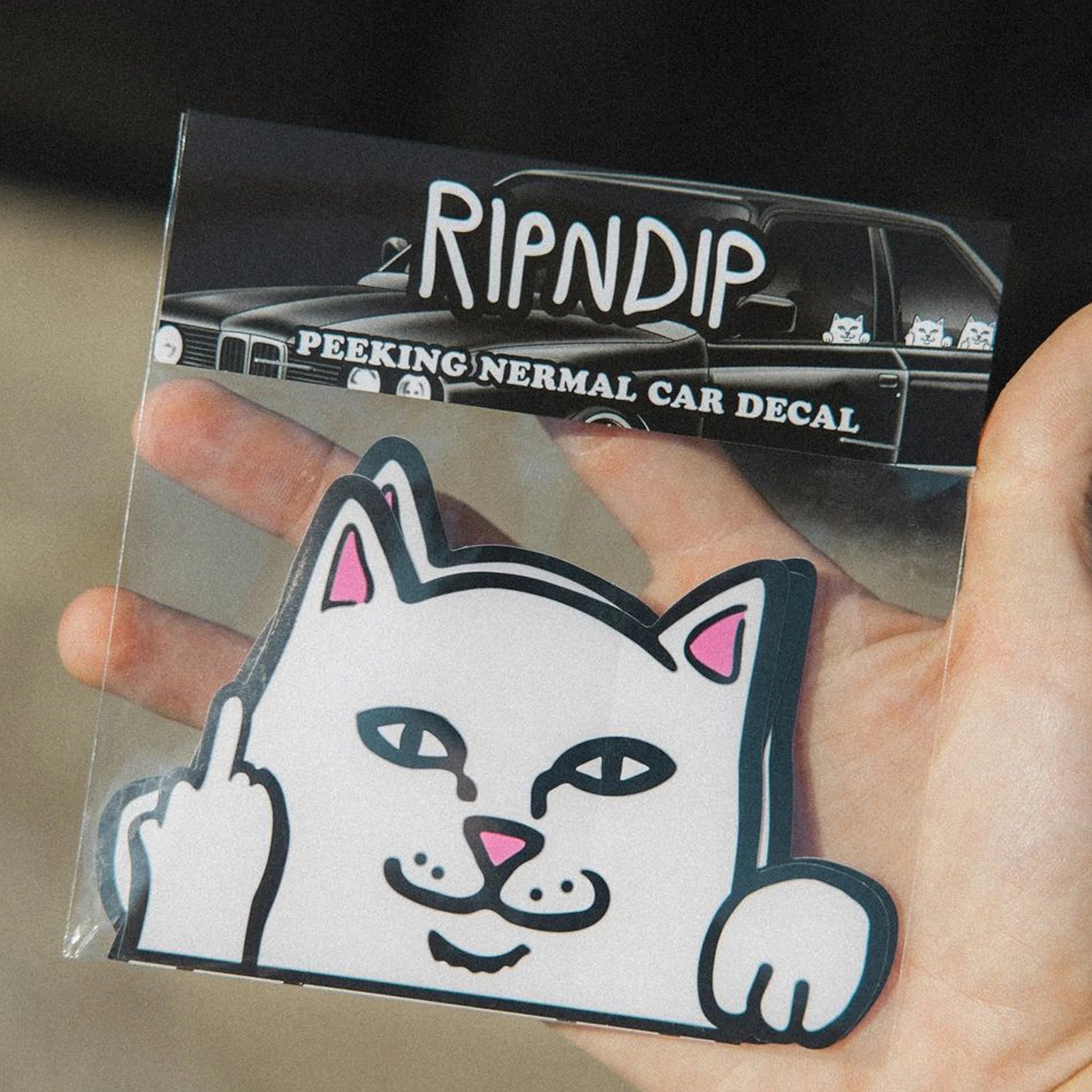 Adesivo de carro RIPNDIP - Peeking Nermal Car Sticker Pack (White)