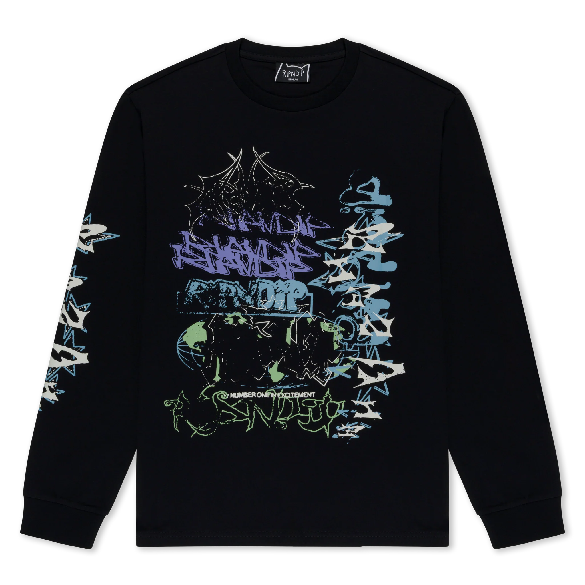 Camiseta Manga Longa Ripndip - WORLD WIDE MADNESS LS (CHARCOAL)