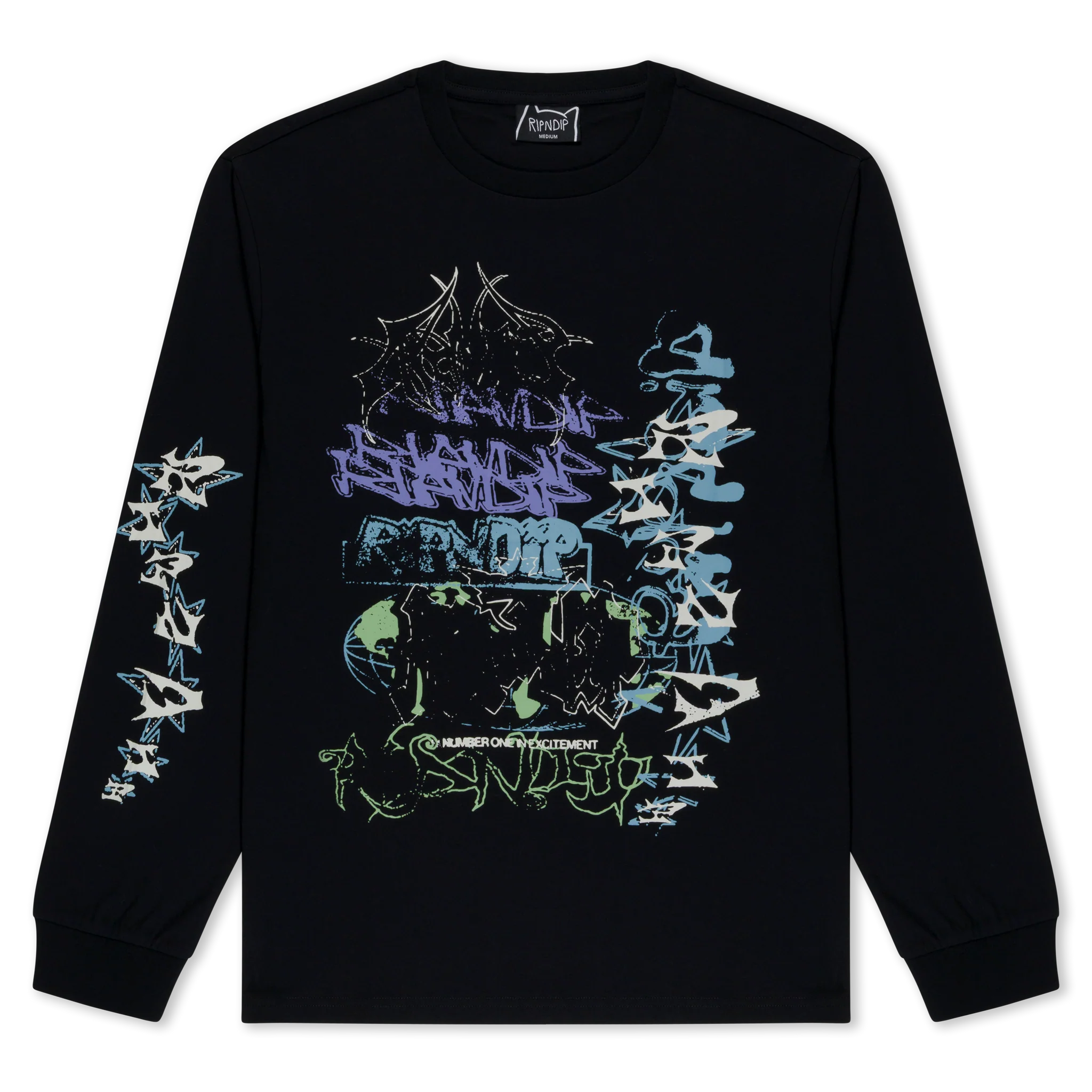 Camiseta Manga Longa Ripndip - WORLD WIDE MADNESS LS (CHARCOAL)