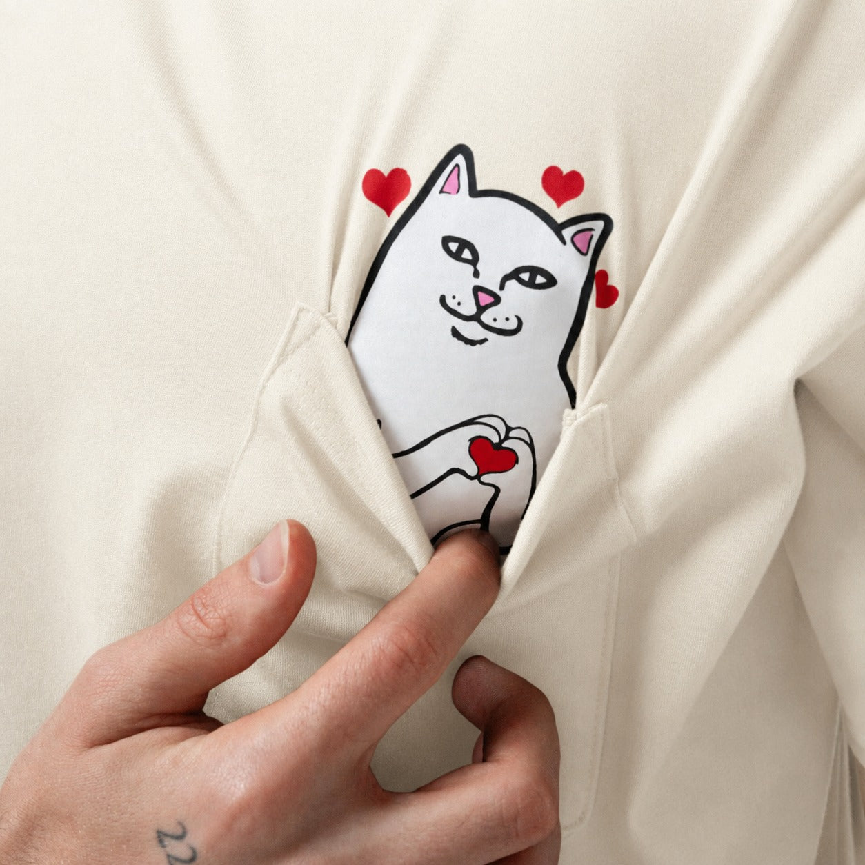 Camiseta Ripndip - Lord Nermal Loves Pocket Tee (Off White) - ENVIO 23/06